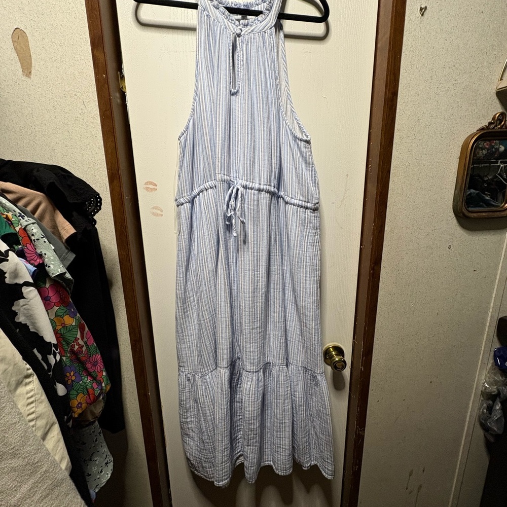 Striped Blue Sleeveless Dress